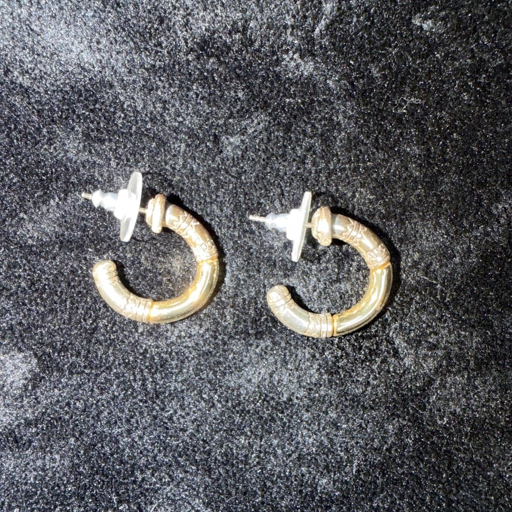 Vintage Brighton two-toned silver and gold-plated alloy filigree huggie hoops